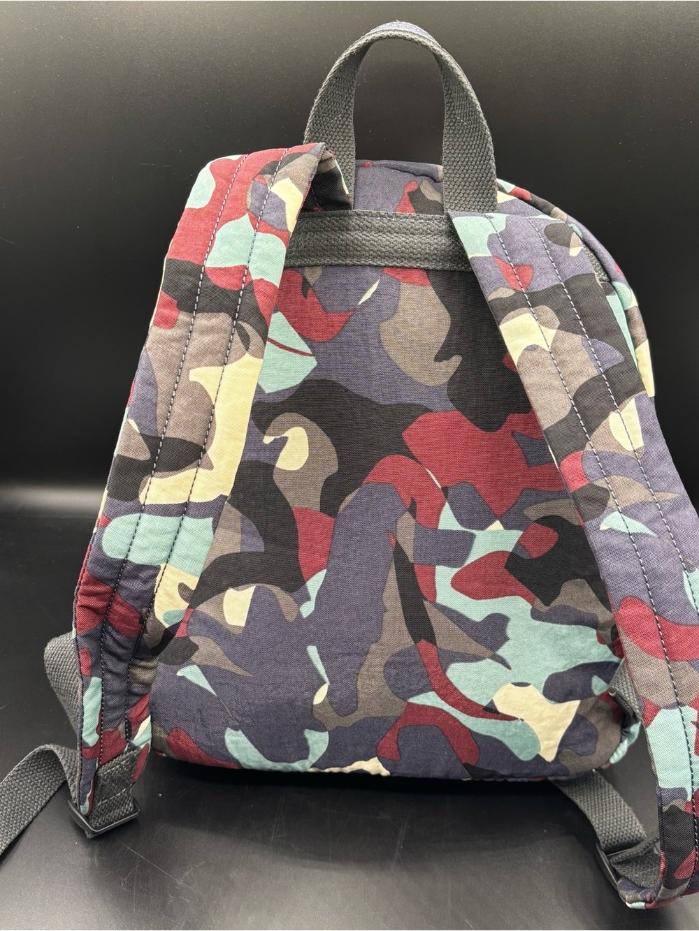 Kipling Paola Mini Backpack Camo Tonal Design Compact Lightweight Blue Gray - Picture 3 of 10